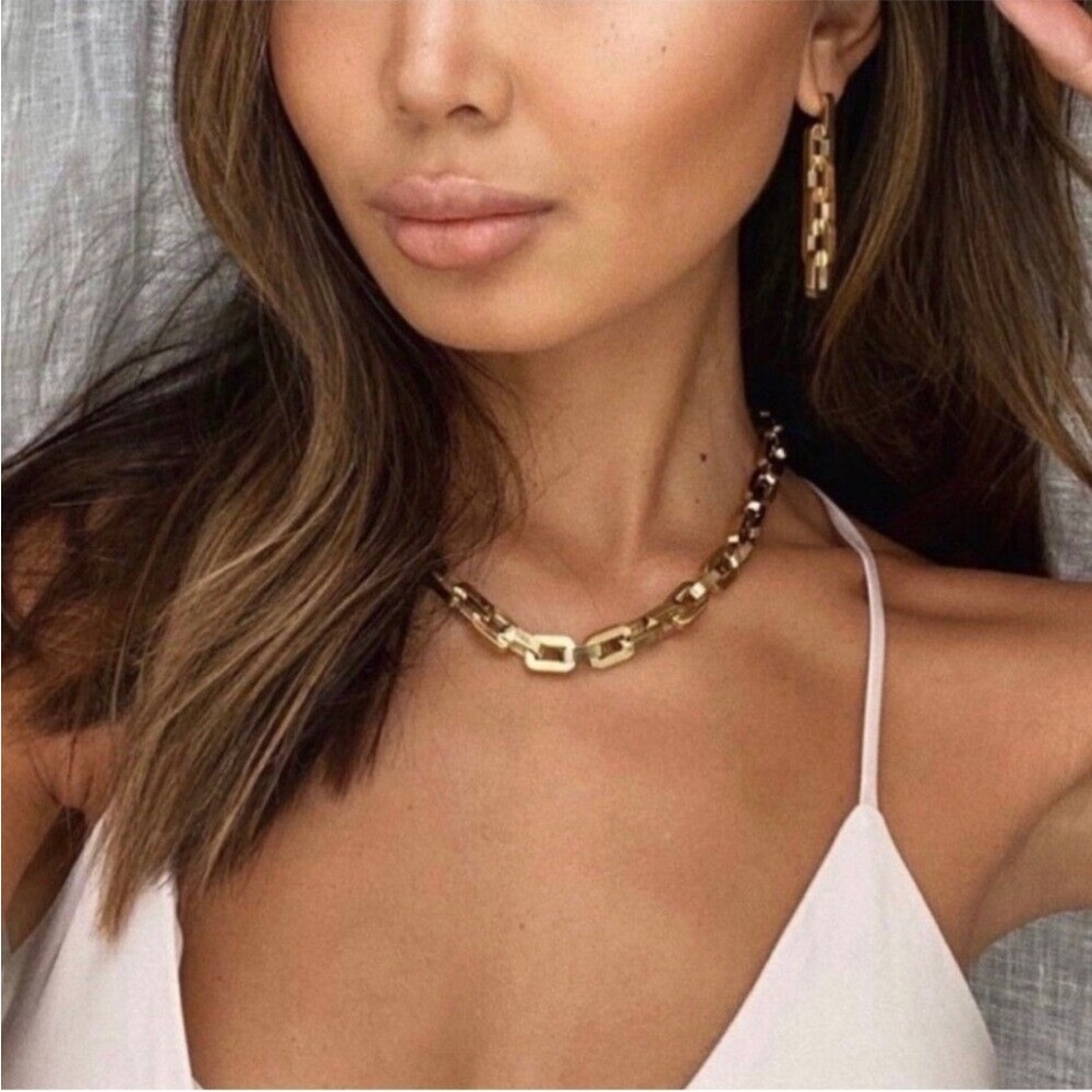 Eddie Borgo- Chain Supra Link Necklace 12 K gold plated brand new - Picture 3 of 13